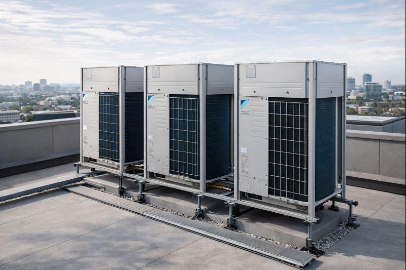 Çatıda sıralı VRF dış üniteleri